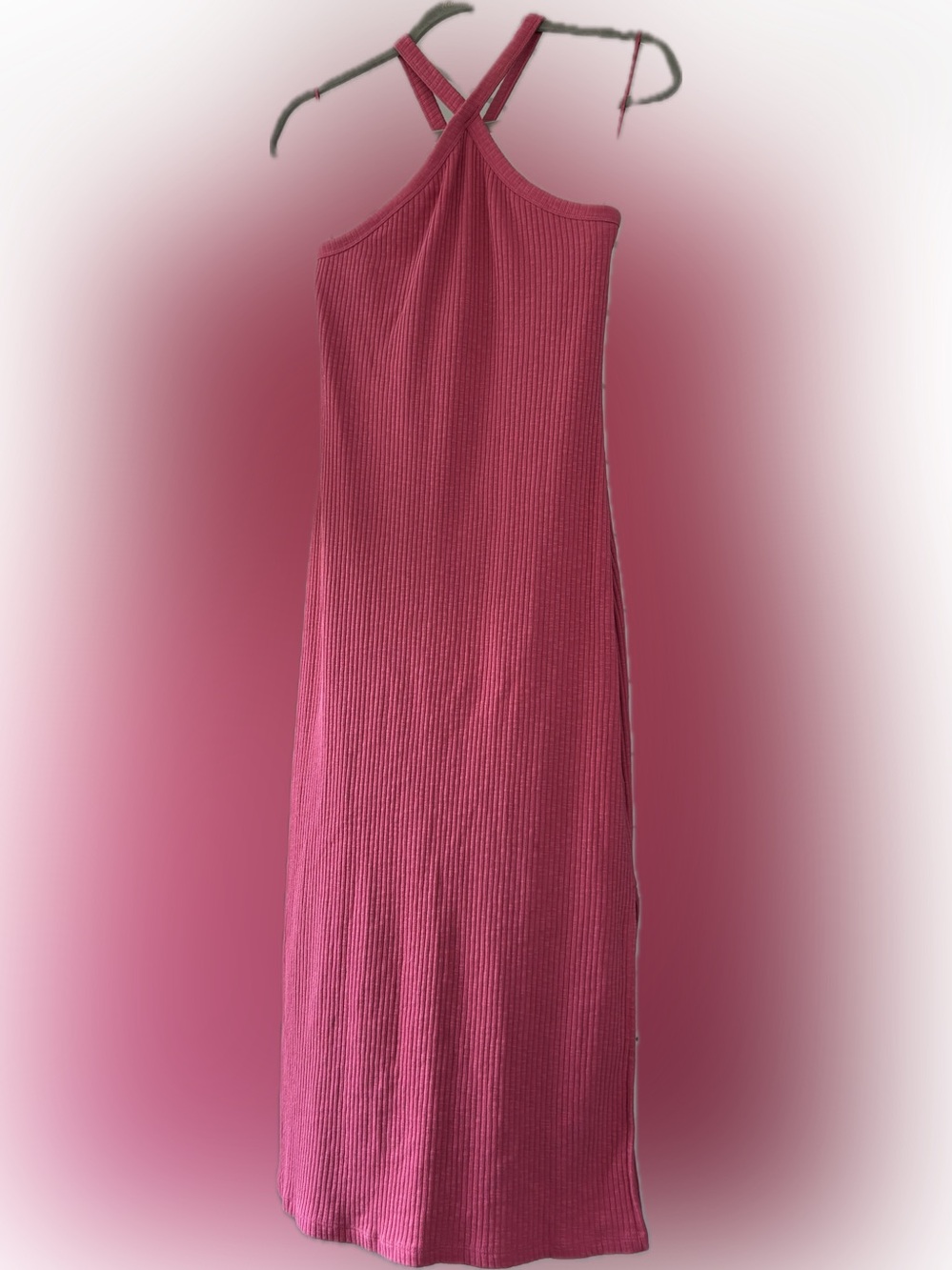 Old Navy Ribbed Halter Maxi Dress in Pink